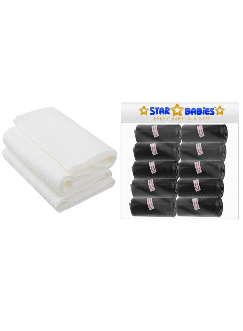 ستار بيبيز Combo Pack Scented Bag Pack Of 10 With Dispsoable Towel Pack Of 3   Black